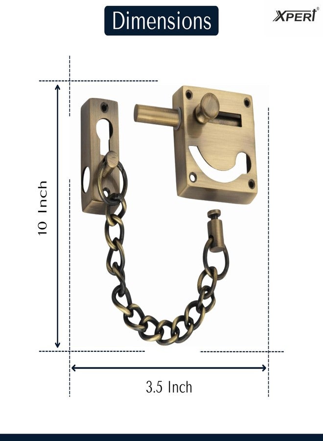 إكسبرت سلسلة باب عتيقة من النحاس الأصفر مع مزلاج من إكسبرت، قفل سلسلة باب قطعة واحدة، قفل باب، أقفال أبواب للباب الرئيسي، قفل سلسلة باب للباب الرئيسي، قفل أمان للباب، أقفال داخلية للباب الرئيسي للمنزل - Image 4